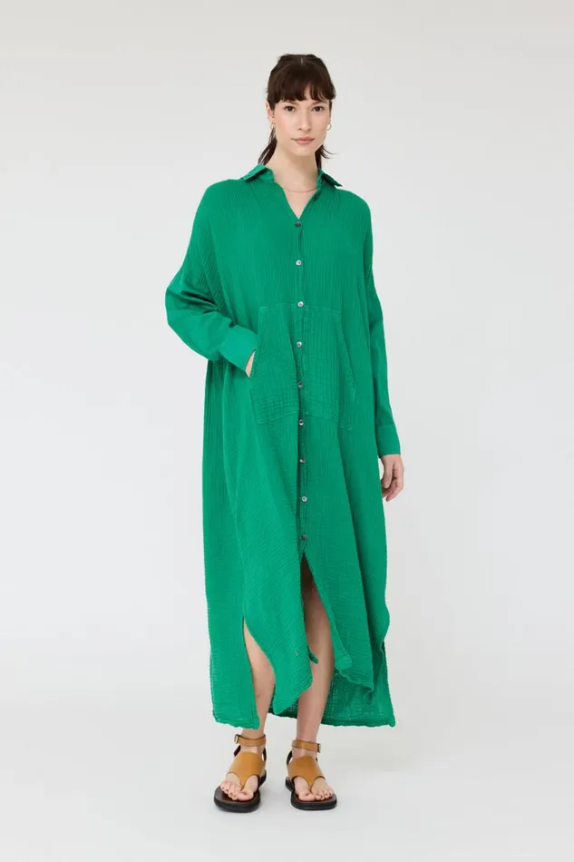 Women Gauze Jade Caftan Dress Raquel Allegra Dresses