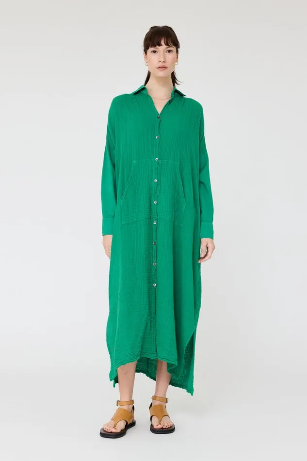 Women Gauze Jade Caftan Dress Raquel Allegra Dresses