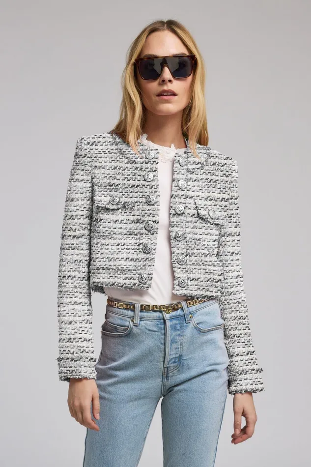 Women Generation Love Clothing Blazers and Jackets Karson Tweed Blazer Whiteblack Women Generation Love Clothing Blazers and Jackets Karson Tweed Blazer Whiteblack