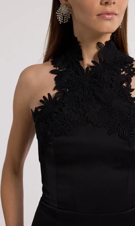 Women Generation Love Clothing Dresses Raven Lace Combo Halter Dress Black