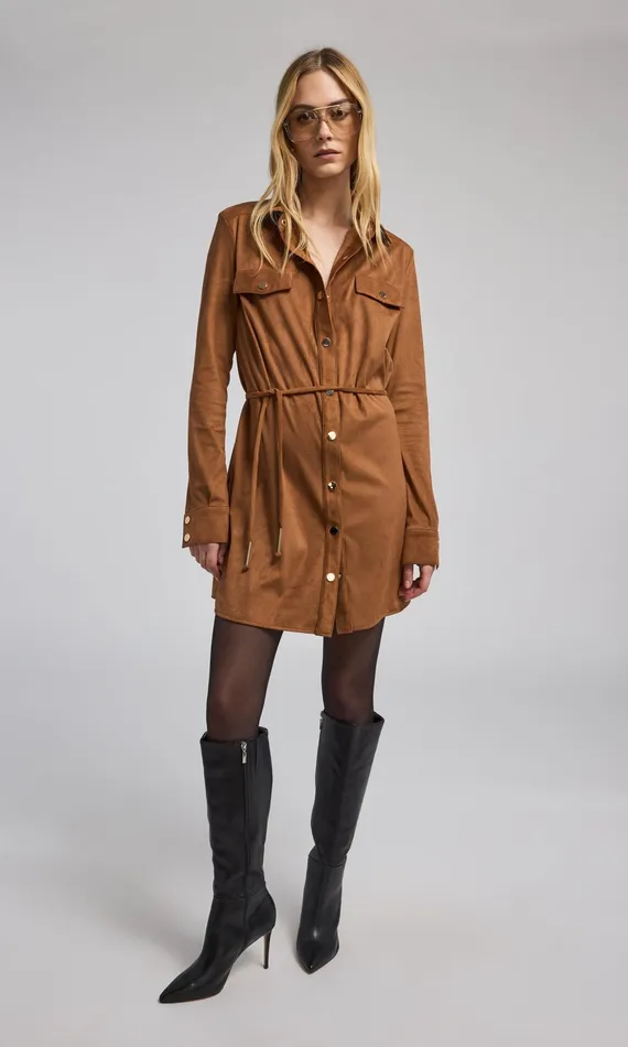 Women Generation Love Clothing Dresses Yindi Vegan Suede Dress Whiskey