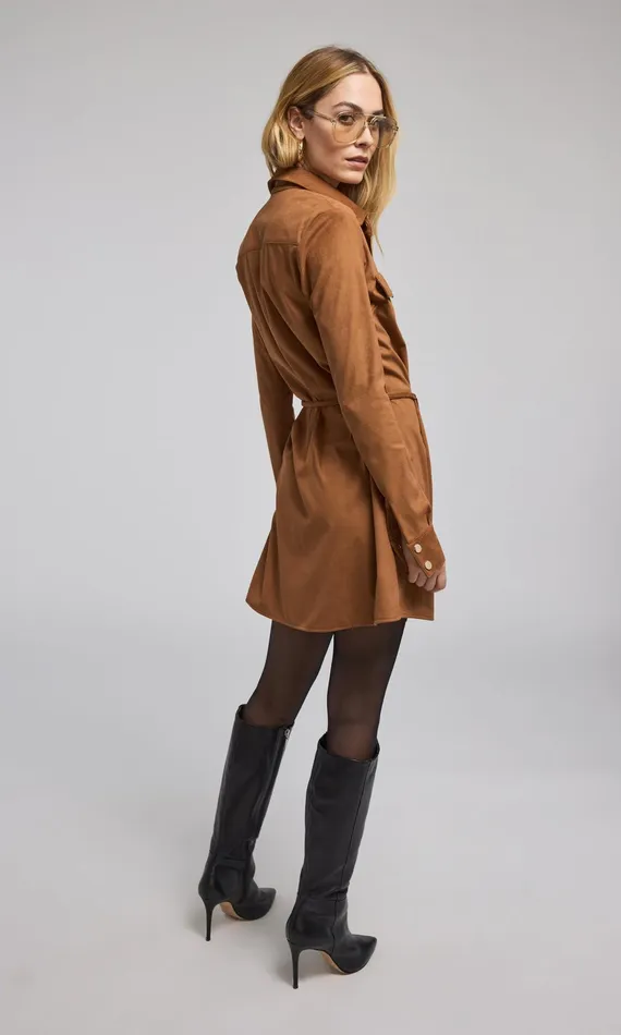 Women Generation Love Clothing Dresses Yindi Vegan Suede Dress Whiskey