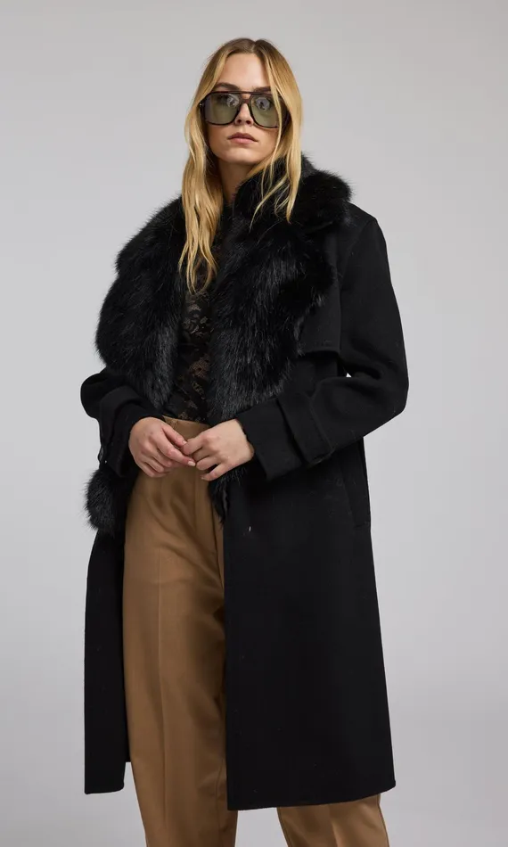 Women Generation Love Clothing Outerwear Annakin Faux Fur Collar Wool Coat Black Women Generation Love Clothing Outerwear Annakin Faux Fur Collar Wool Coat Black