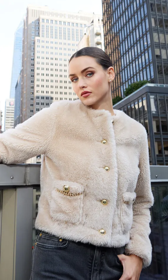 Women Generation Love Clothing Outerwear Jen Faux Lamb Fur Jacket Truffle