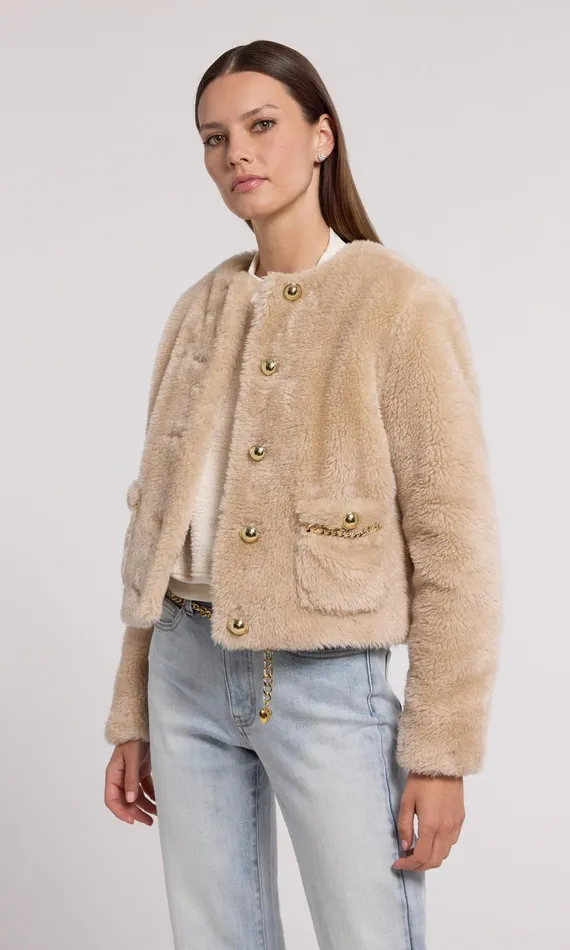 Women Generation Love Clothing Outerwear Jen Faux Lamb Fur Jacket Truffle