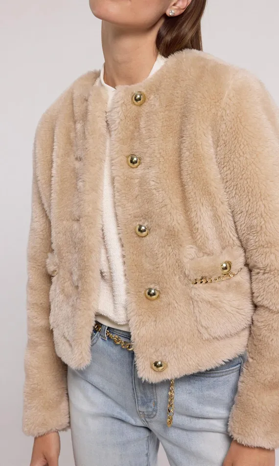 Women Generation Love Clothing Outerwear Jen Faux Lamb Fur Jacket Truffle