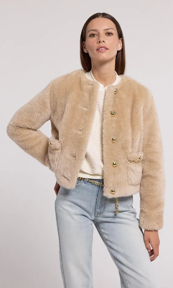 Women Generation Love Clothing Outerwear Jen Faux Lamb Fur Jacket Truffle