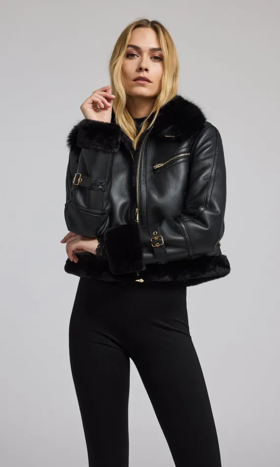 Women Generation Love Clothing Outerwear Jude Vegan Fur Shearling Combo Jacket Blackblack Women Generation Love Clothing Outerwear Jude Vegan Fur Shearling Combo Jacket Blackblack