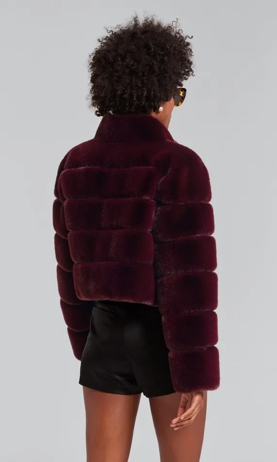 Women Generation Love Clothing Outerwear Tala Faux Fur Bomber Malbec