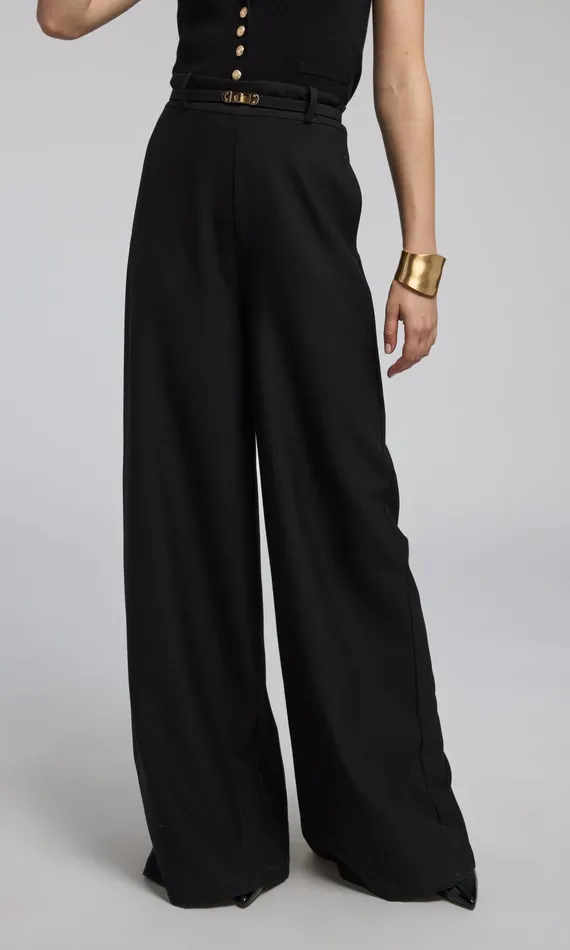 Women Generation Love Clothing Pants JOHANNA SUITING TURNLOCK BELTED PANTS Black