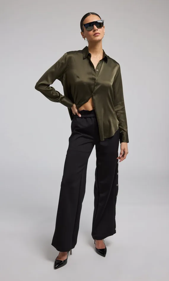 Women Generation Love Clothing Pants Zola Side Snap Scuba Pants Black