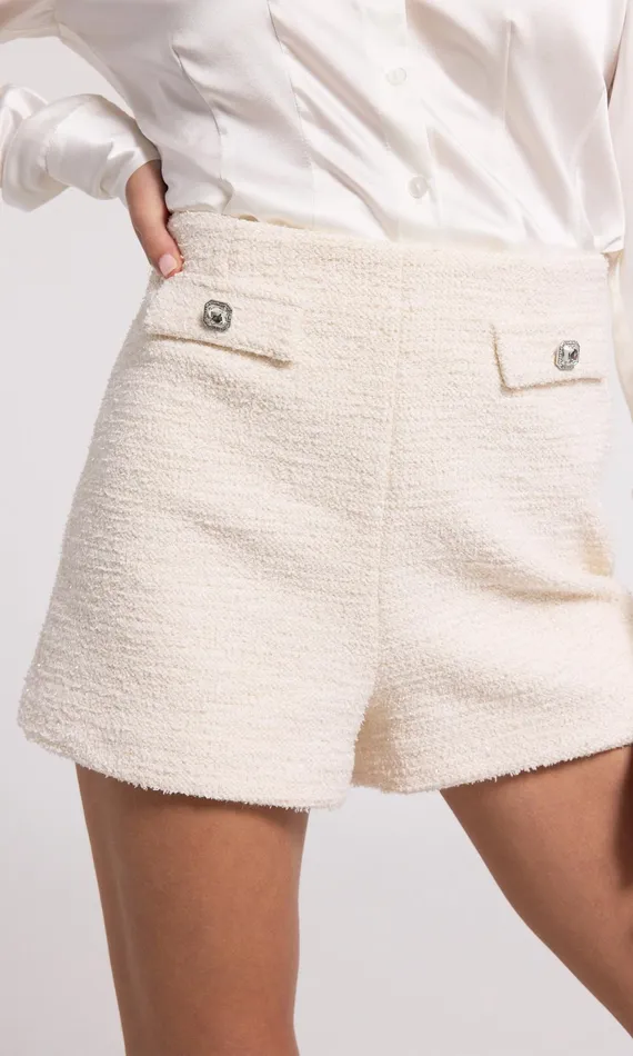Women Generation Love Clothing Shorts Dami Tweed Shorts Cream
