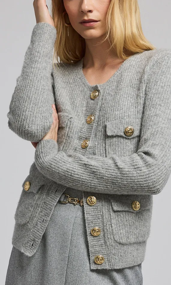 Women Generation Love Clothing Sweaters and Sweatshirts Ellison Rib Cardigan Heather Grey