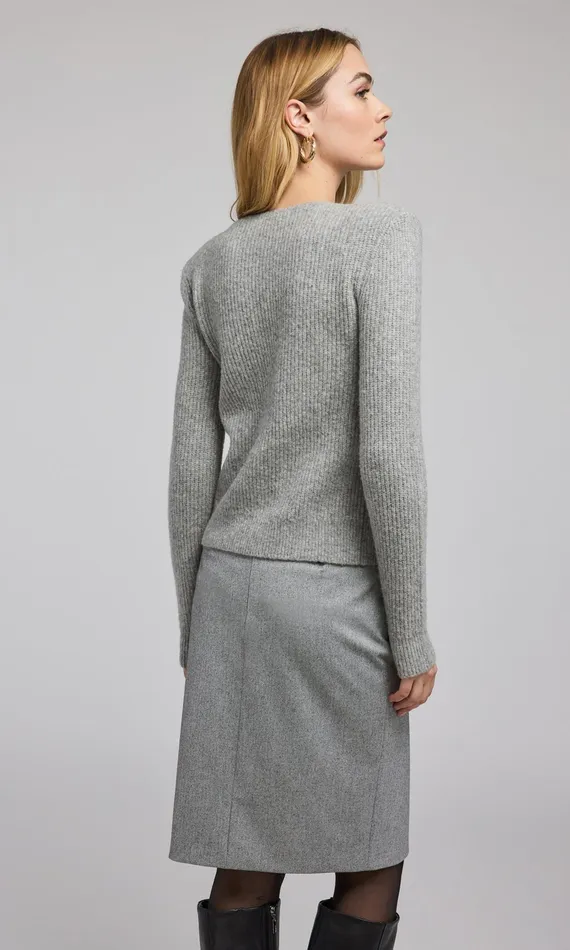 Women Generation Love Clothing Sweaters and Sweatshirts Ellison Rib Cardigan Heather Grey