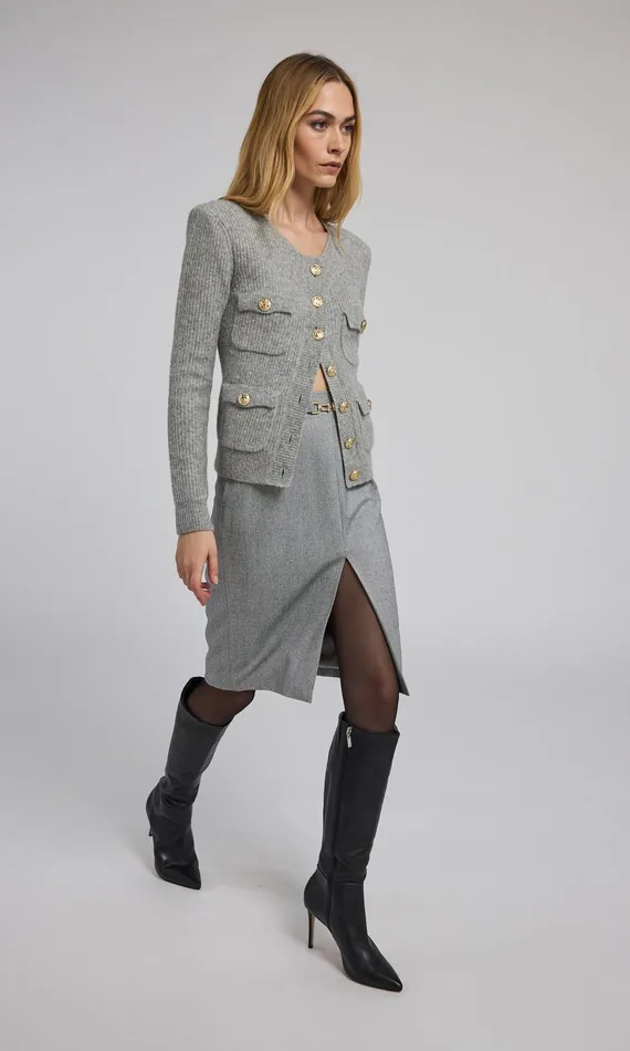 Women Generation Love Clothing Sweaters and Sweatshirts Ellison Rib Cardigan Heather Grey