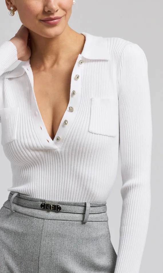 Women Generation Love Clothing Sweaters and Sweatshirts Perry Sweater White