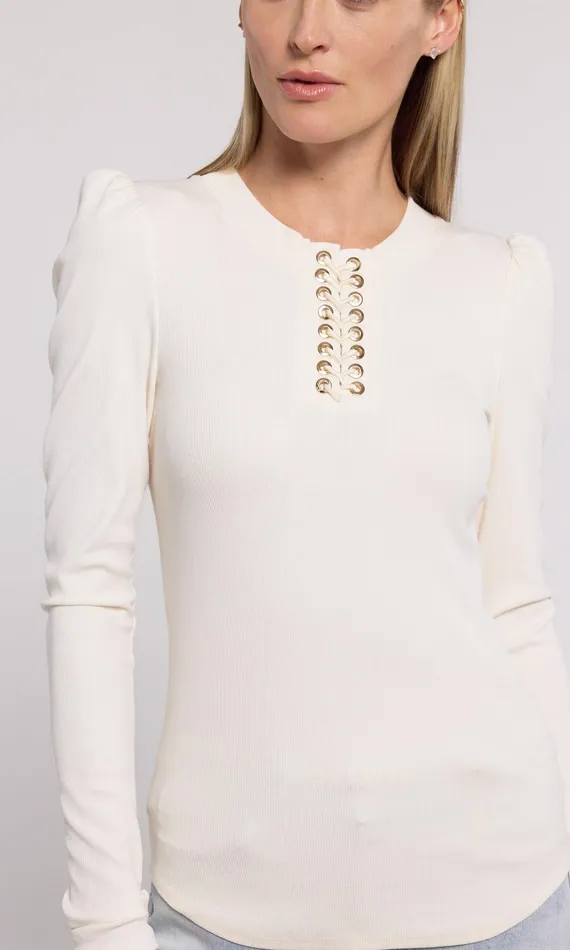 Women Generation Love Clothing Tops Khara LaceUp Top Ivory