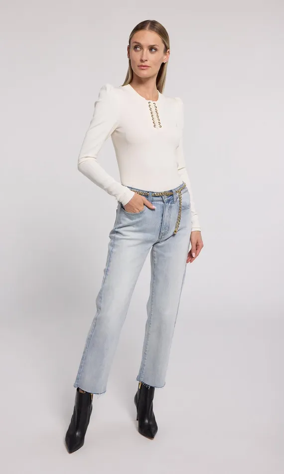 Women Generation Love Clothing Tops Khara LaceUp Top Ivory