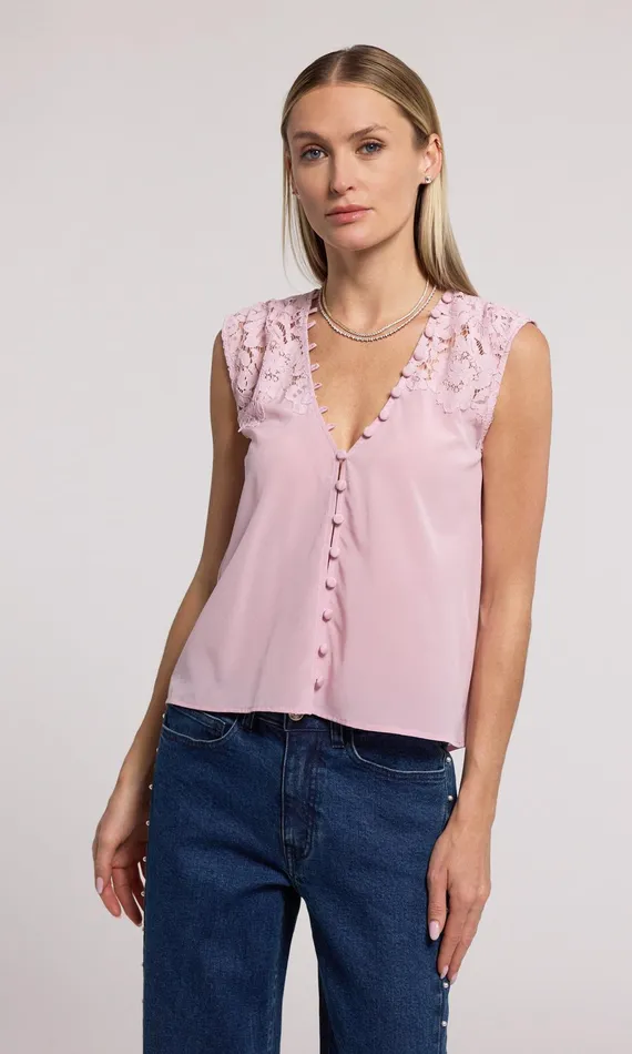 Women Generation Love Clothing Tops Ursula Lace Combo Blouse Powder Pink