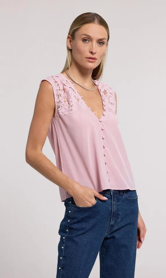 Women Generation Love Clothing Tops Ursula Lace Combo Blouse Powder Pink