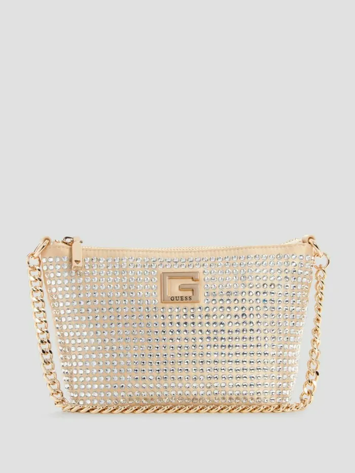 Women Gilded Glamour Mini TopZip Bucket Bag Pale Gold Handbags GUESS