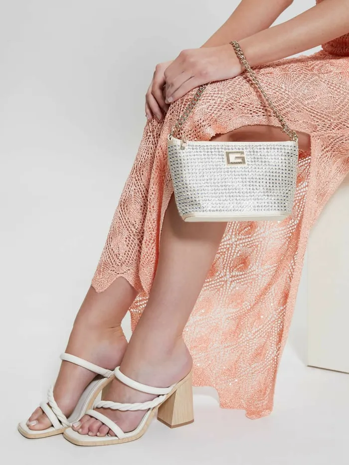 Women Gilded Glamour Mini TopZip Bucket Bag Pale Gold Handbags GUESS Women Gilded Glamour Mini TopZip Bucket Bag Pale Gold Handbags GUESS