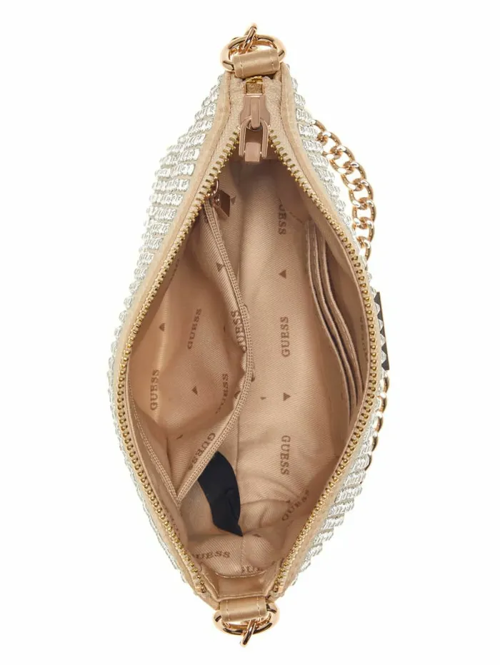 Women Gilded Glamour Mini TopZip Bucket Bag Pale Gold Handbags GUESS Women Gilded Glamour Mini TopZip Bucket Bag Pale Gold Handbags GUESS