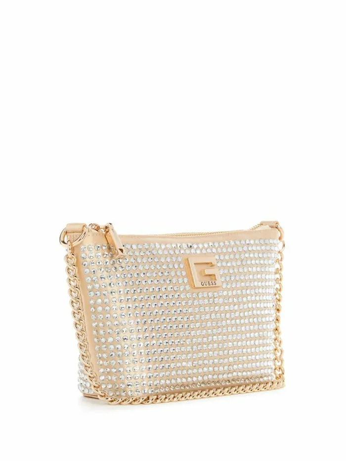 Women Gilded Glamour Mini TopZip Bucket Bag Pale Gold Handbags GUESS Women Gilded Glamour Mini TopZip Bucket Bag Pale Gold Handbags GUESS