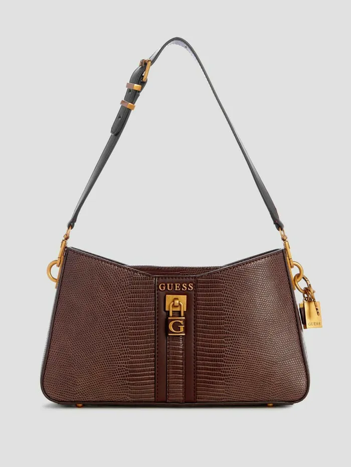 Women Ginevra Elite Shoulder Bag Brown Handbags GUESS