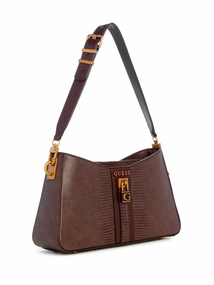 Women Ginevra Elite Shoulder Bag Brown Handbags GUESS Women Ginevra Elite Shoulder Bag Brown Handbags GUESS