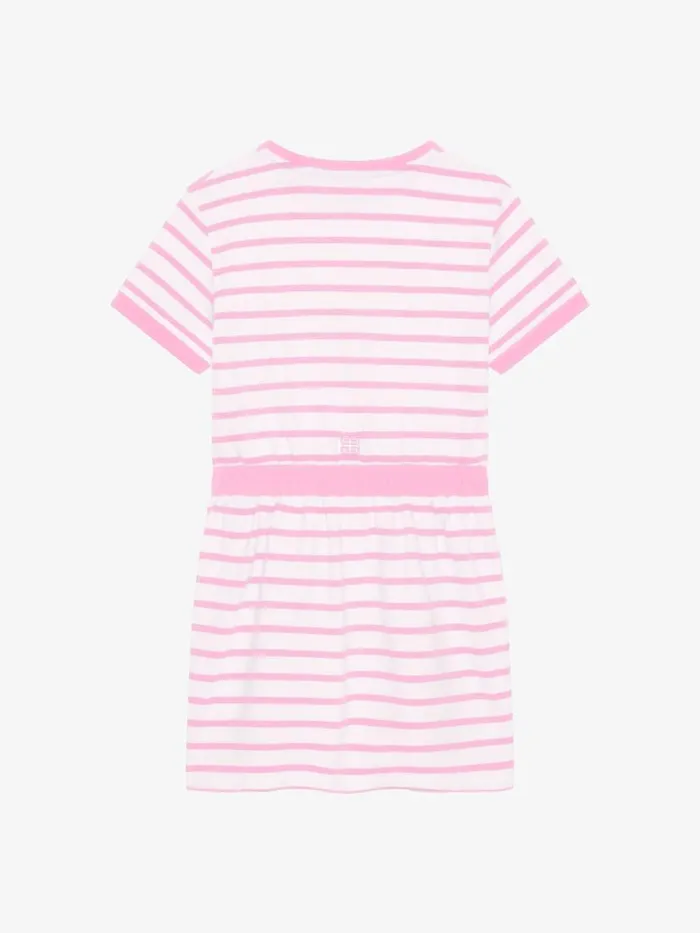 Women Girl 4 To 12 Years Givenchy GIVENCHY Striped Dress In Cotton Whitepink
