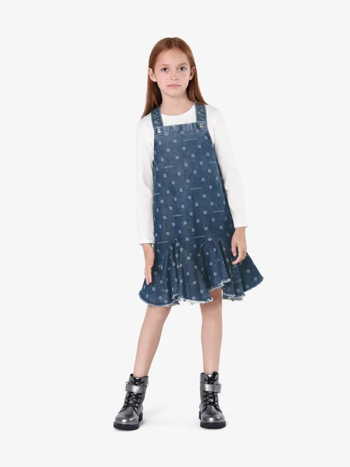 Women Girl 4 To 12 Years Givenchy Overalls Dress In GIVENCHY 4G Denim Denim Blue Women Girl 4 To 12 Years Givenchy Overalls Dress In GIVENCHY 4G Denim Denim Blue
