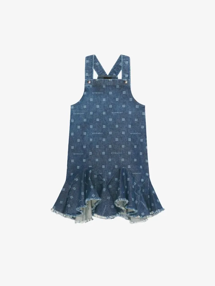 Women Girl 4 To 12 Years Givenchy Overalls Dress In GIVENCHY 4G Denim Denim Blue