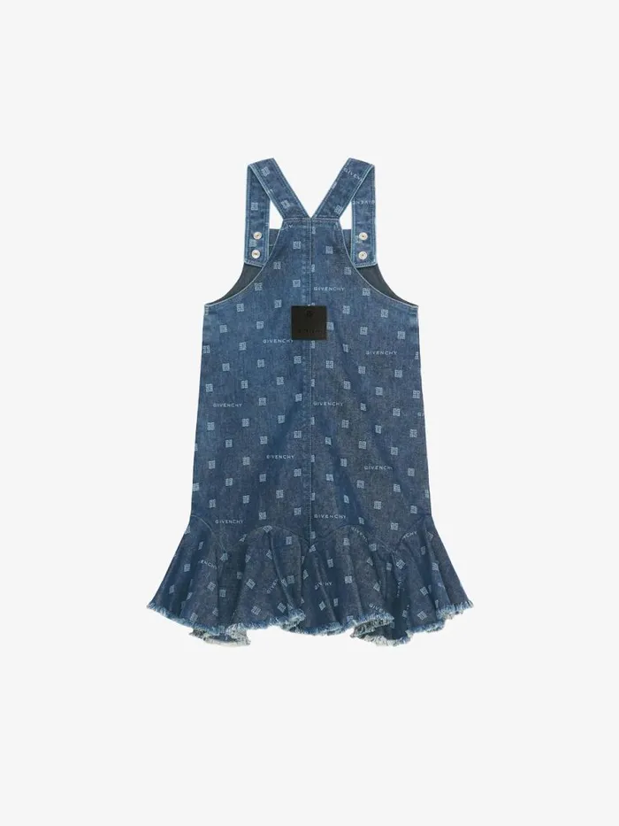 Women Girl 4 To 12 Years Givenchy Overalls Dress In GIVENCHY 4G Denim Denim Blue