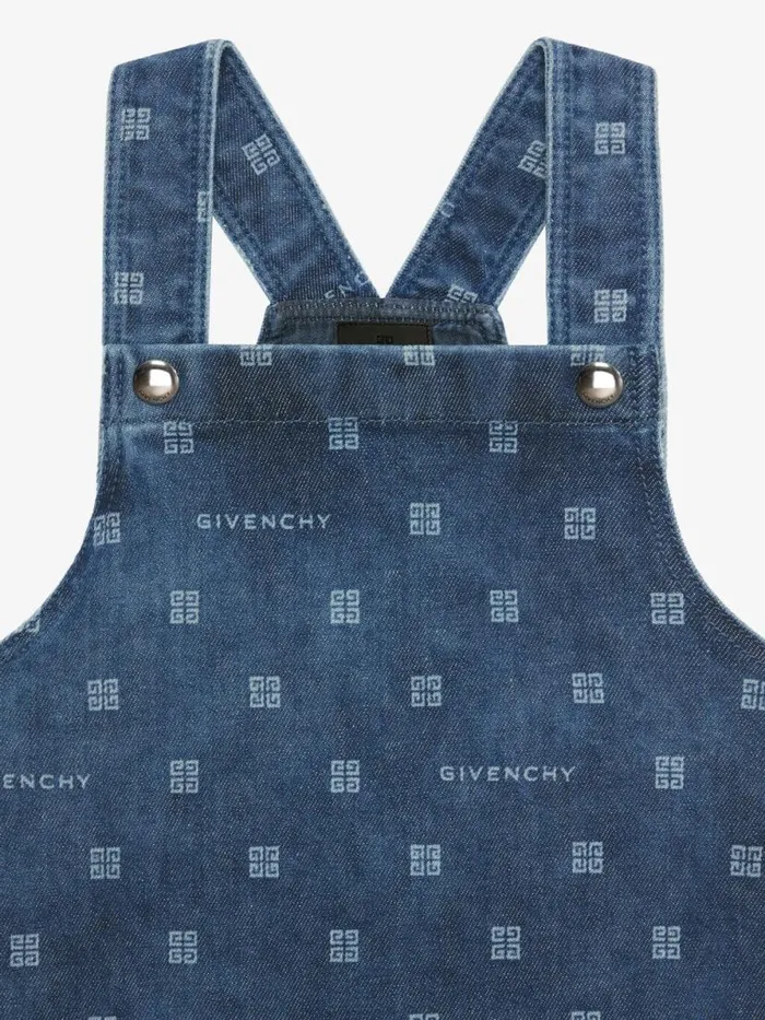 Women Girl 4 To 12 Years Givenchy Overalls Dress In GIVENCHY 4G Denim Denim Blue