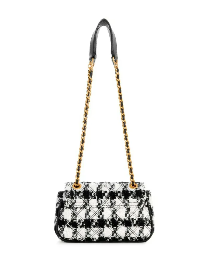 Women Giully Tweed Mini Convertible Crossbody Marble BlkWht Handbags GUESS Women Giully Tweed Mini Convertible Crossbody Marble BlkWht Handbags GUESS