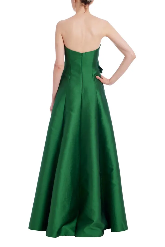 Women Gowns Badgley Mischka Embroidered Gazar High Low Gown Kelly Green