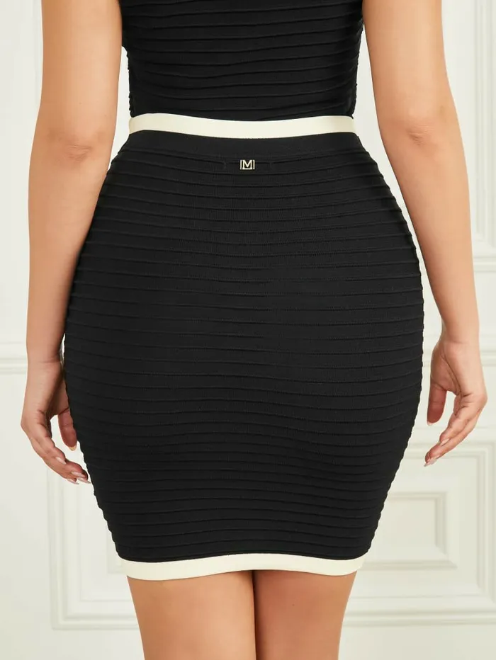 Women GUESS Amba Embossed Striped Skirt BlackSandy Shore Bottoms Women GUESS Amba Embossed Striped Skirt BlackSandy Shore Bottoms