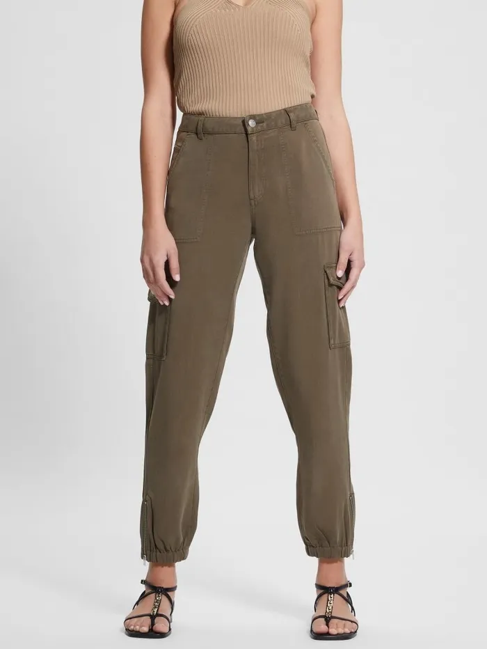Women GUESS Bowie Chino Cargo Pants Asphalt Green Multi Bottoms Women GUESS Bowie Chino Cargo Pants Asphalt Green Multi Bottoms