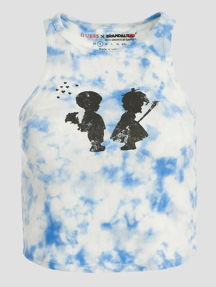 Women GUESS Boy and Girl Graphic Tank Top Morning Glory Multi Tops Women GUESS Boy and Girl Graphic Tank Top Morning Glory Multi Tops