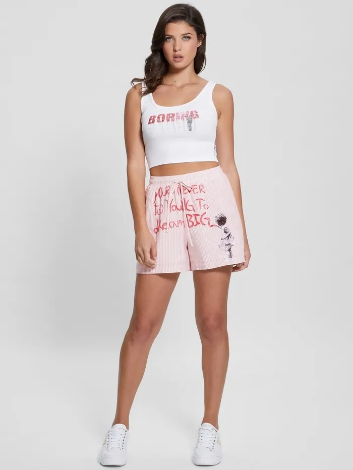 Women GUESS Dream Big Gingham Striped Shorts Blush Breeze Multi Intimates Women GUESS Dream Big Gingham Striped Shorts Blush Breeze Multi Intimates