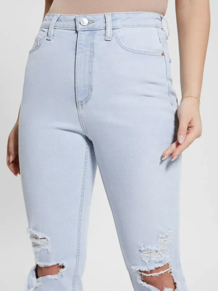Women GUESS Eco Destroyed Mom Jeans Brightstone Blue Jeans and Denim Women GUESS Eco Destroyed Mom Jeans Brightstone Blue Jeans and Denim
