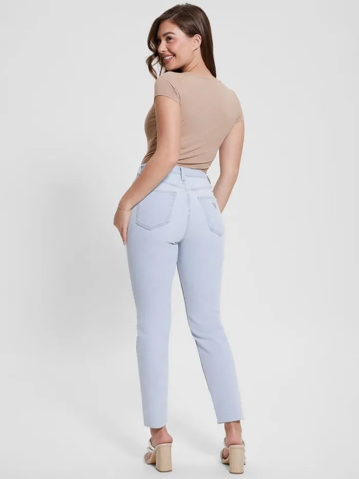 Women GUESS Eco Destroyed Mom Jeans Brightstone Blue Jeans and Denim Women GUESS Eco Destroyed Mom Jeans Brightstone Blue Jeans and Denim