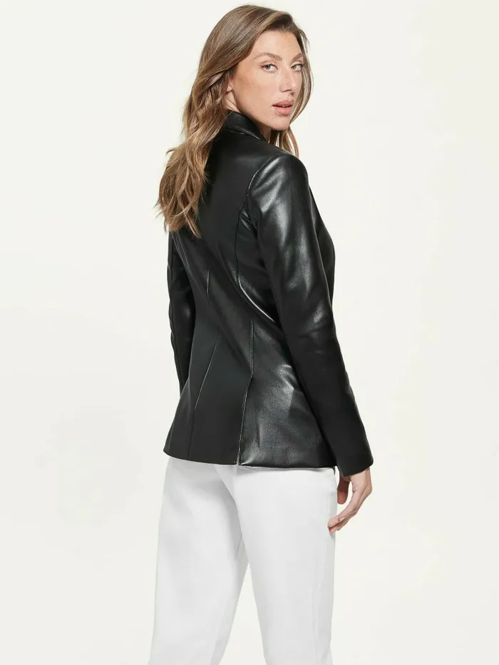 Women GUESS Emelie FauxLeather Blazer Black Jackets and Coats Women GUESS Emelie FauxLeather Blazer Black Jackets and Coats