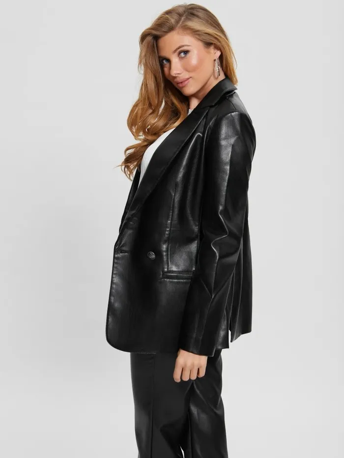 Women GUESS Emelie FauxLeather Blazer Black Jackets and Coats Women GUESS Emelie FauxLeather Blazer Black Jackets and Coats