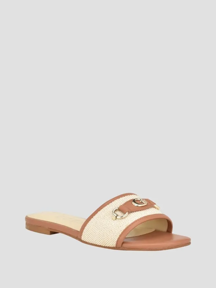 Women GUESS Hammi Logo Slide Sandals Medium Natural Sandals