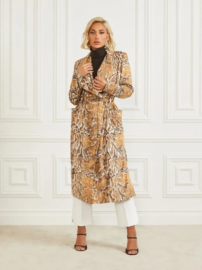 Women GUESS Hudson Snakeskin Printed CoverUp Secret Skin Print Jackets and Coats