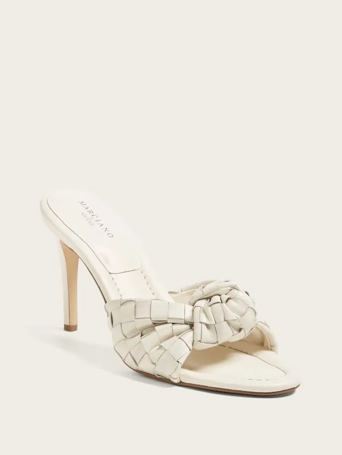 Women GUESS Janna Woven Mule Ivory Heels
