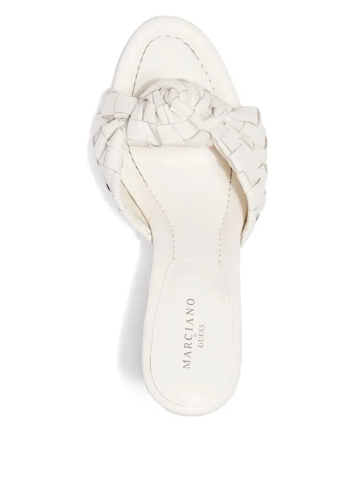 Women GUESS Janna Woven Mule Ivory Heels