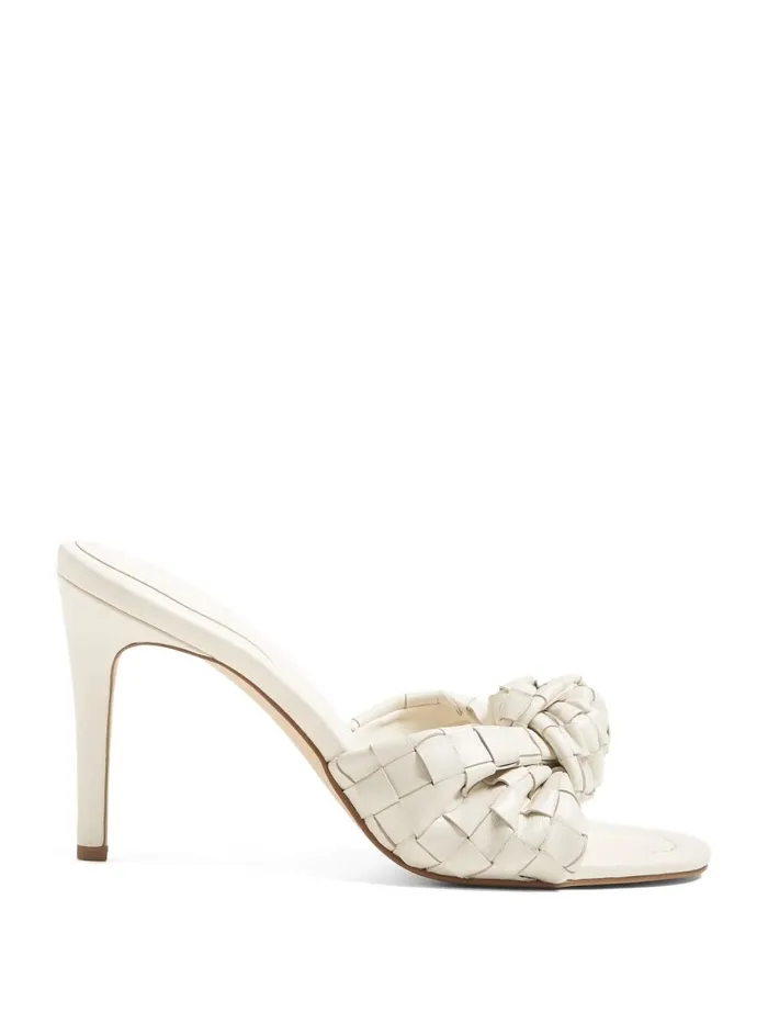 Women GUESS Janna Woven Mule Ivory Heels